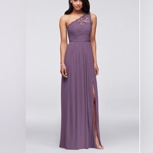 David’s Bridal Long Purple Bridesmaid Dress